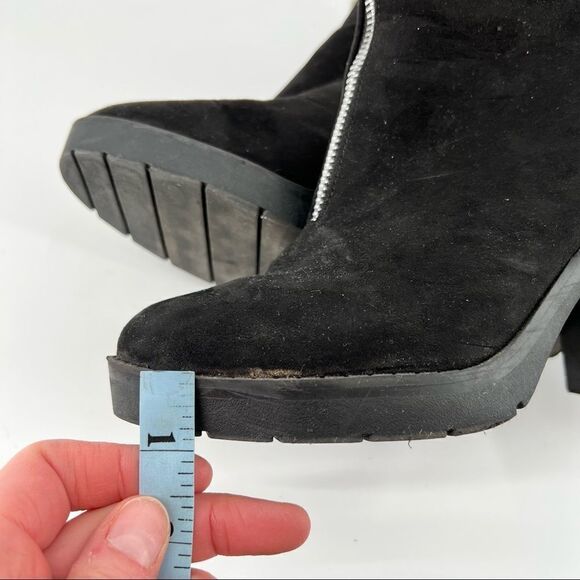 Primark Wide Fit Suede Bootie Size 6 chunky Y2k inspired zipper front disco - Picture 11 of 13